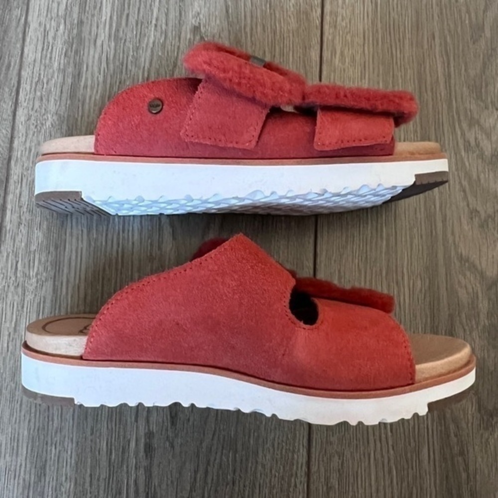 UGG Fluff Indio Flat Sandal In Red Rock Size US 5 - Picture 4 of 12